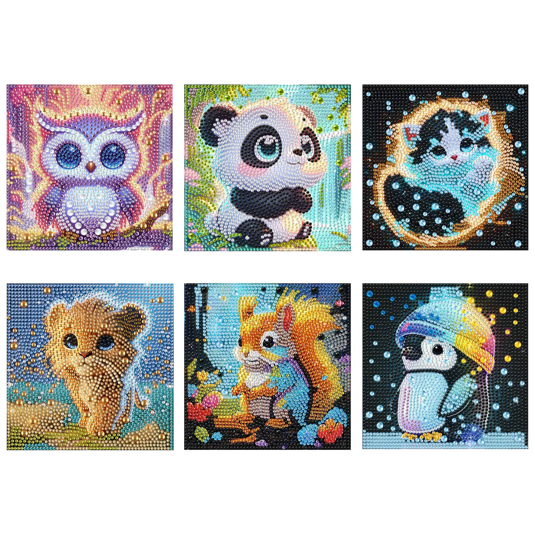 Yunruily 6er Set Diamond Painting Kinder - Karikatur Tiere Diamant Painting Kinder,Diamond Painting