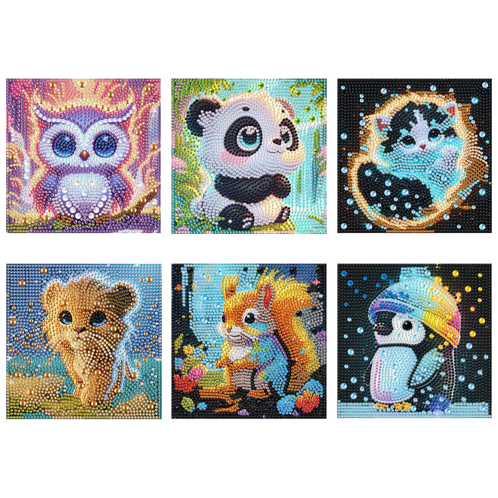 Yunruily 6er Set Diamond Painting Kinder - Karikatur Tiere Diamant Painting Kinder,Diamond Painting