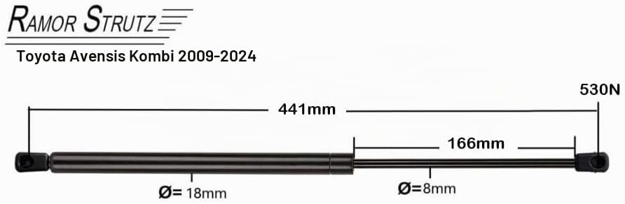 2x Gasfeder Dämpfer Heckklappe Kompatibel mit Toyota Avensis Combi 2009-2018. Gasdruckfeder Heckklap