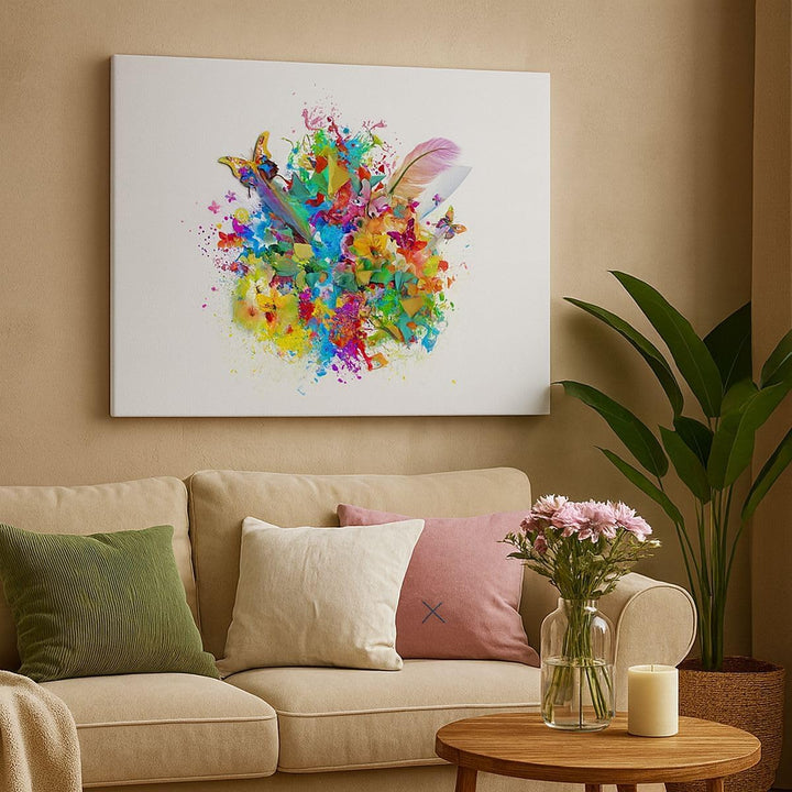 Bilder auf Leinwand Schmetterling Farbe Blume Komposition Leinwandbild 70x50cm Wandbilder Dekoration