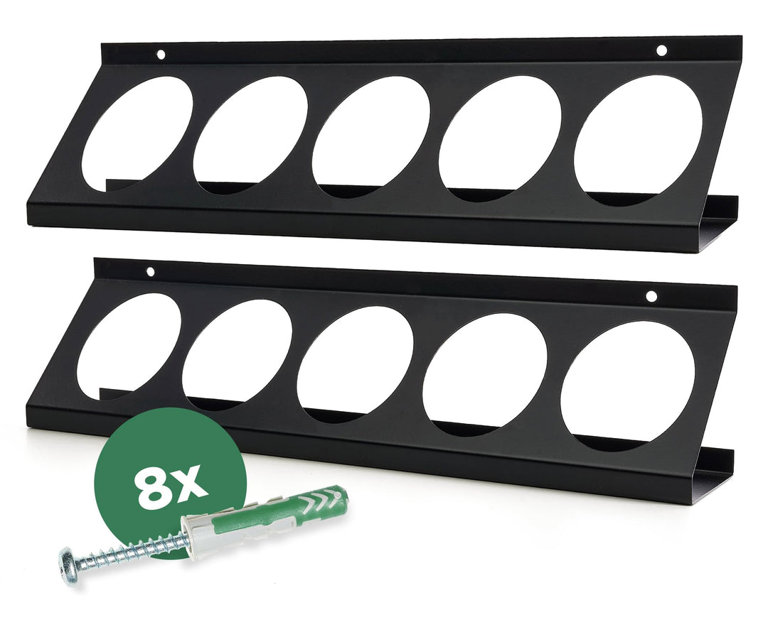 2er Set Spraydosenhalter für 10 Dosen - Metall Wandhalterung Werkstatt - Schwarz Rostfrei Spraydosen