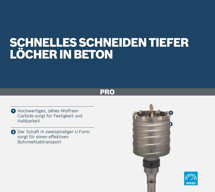 Bosch Professional 1x SDS MAX-9 Hohlbohrkrone (für Beton, Backstein, Kalk- und Sandsteine, Ø 82 x 80