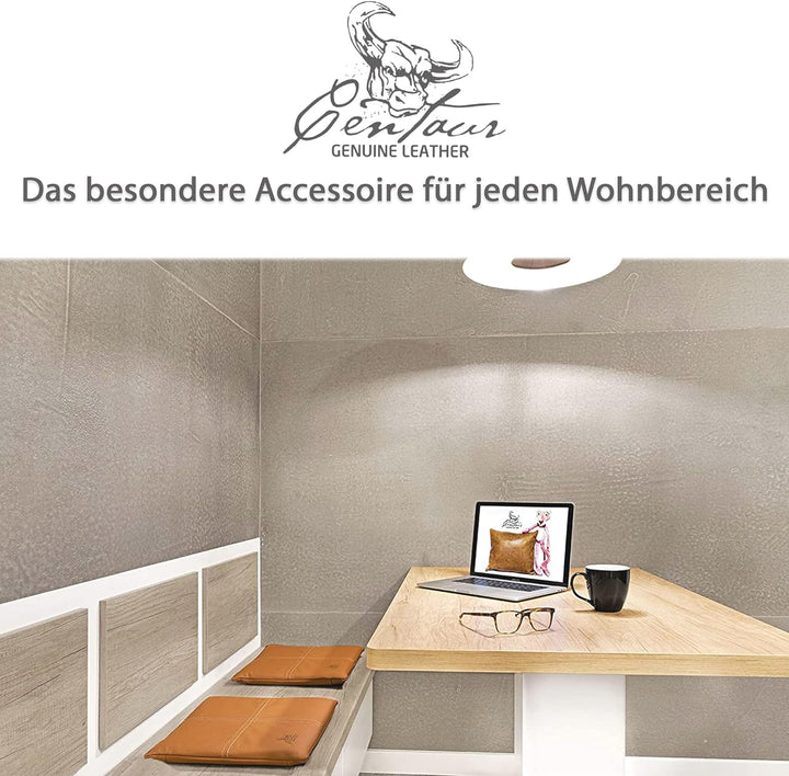 Centaur - Hochwertiges Leder Sitzkissen - Cognac 35x35 cm - Ideal für Stuhl oder Sitzbank - Abwaschb
