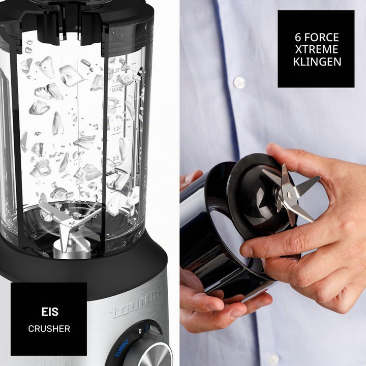 Taurus - Leistungsstarker Standmixer Prior 1800W | 20 Geschwindigkeiten | 4 Programme | Eiscrusher |