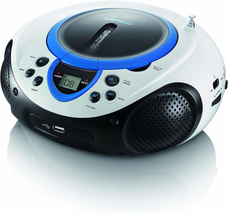 Lenco Kinder Radio CD-Player SCD-38 tragbares UKW-Radio mit CD/MP3-Player und USB in blau, blau