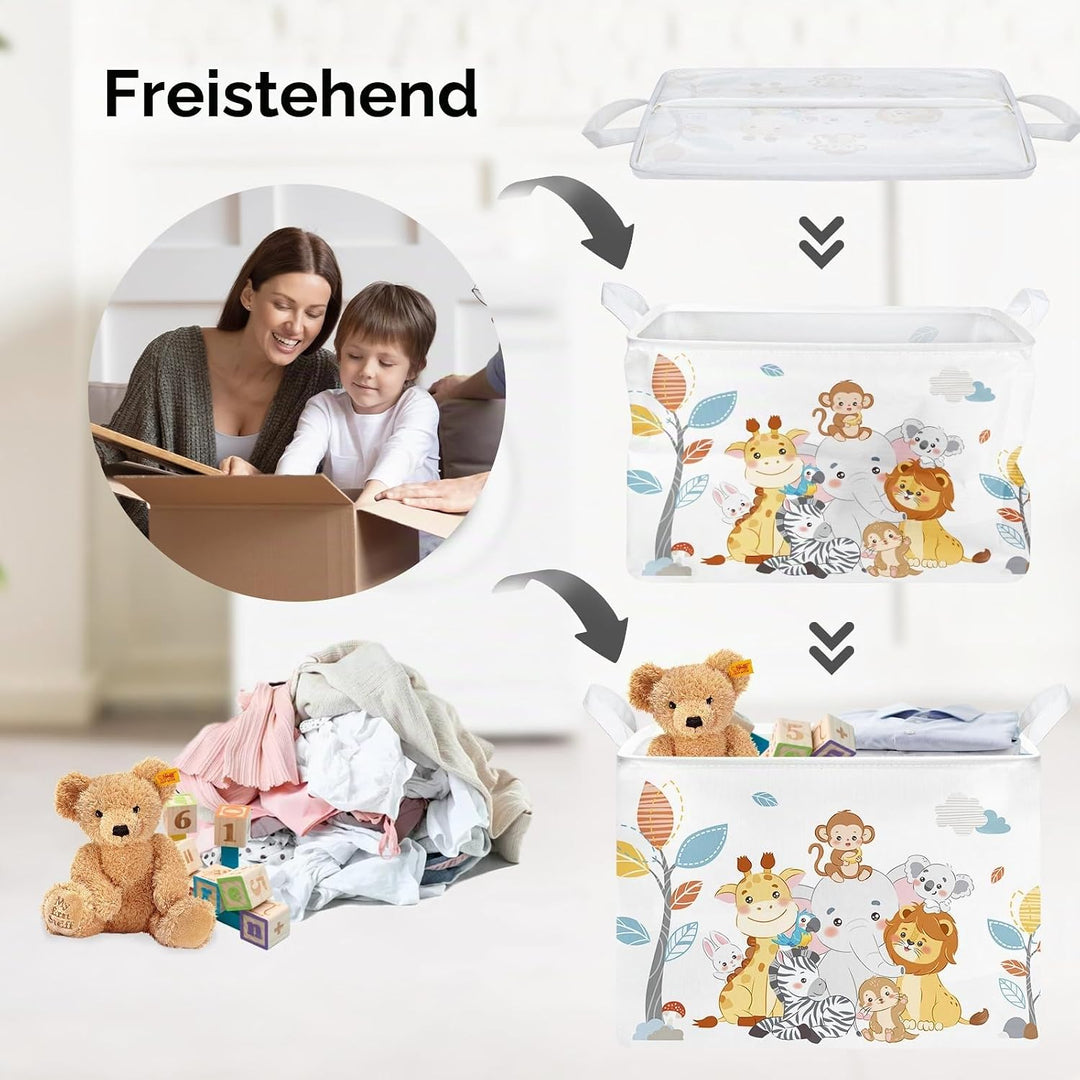 Clastyle Niedliches Tier Kinder Wäschekorb mit Henkel Faltbar Kleidung Spielzeug Aufbewahrungskorb J