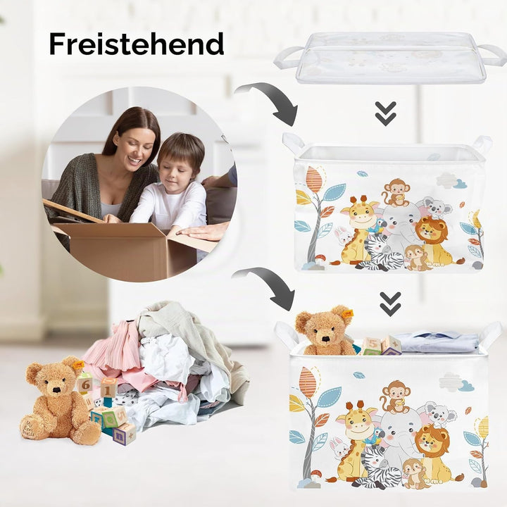 Clastyle Niedliches Tier Kinder Wäschekorb mit Henkel Faltbar Kleidung Spielzeug Aufbewahrungskorb J