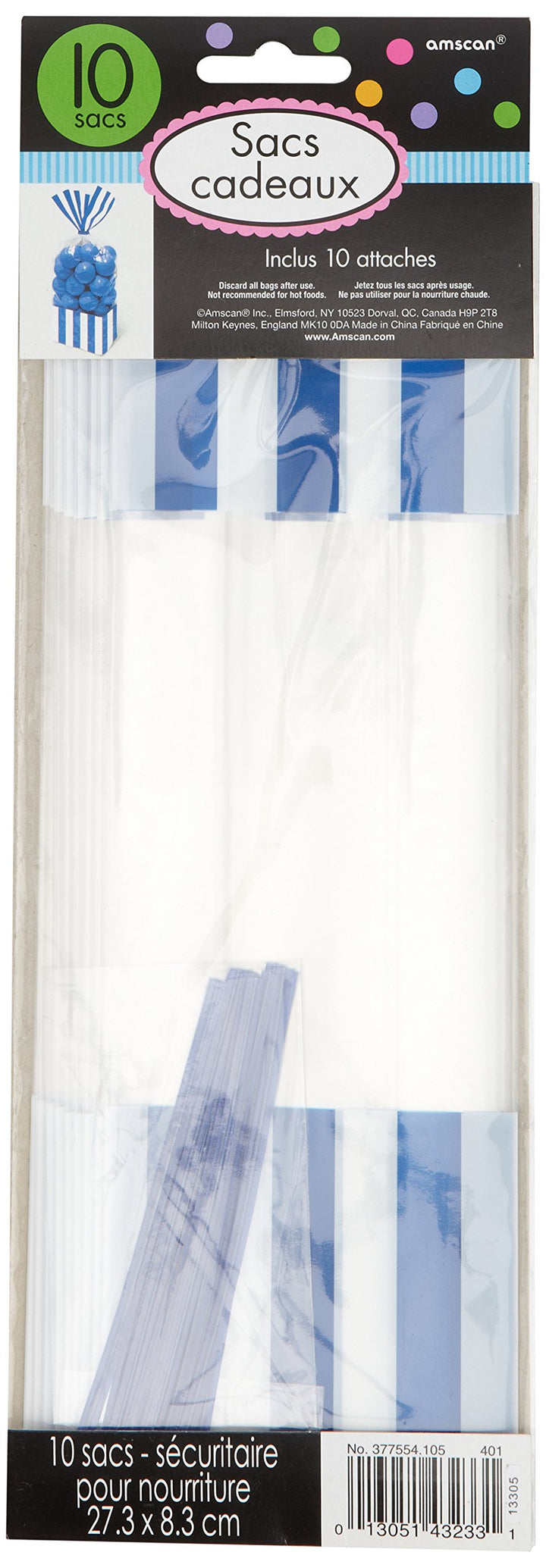 Amscan Gestreifte Süssigkeitentütchen, Royal Blau, Blau