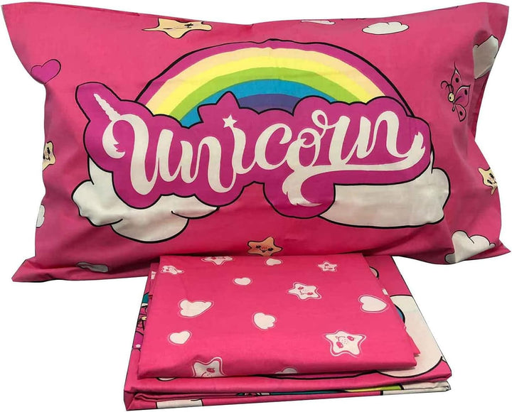 hermet Einhorn, Bettwäsche-Set für Einzelbett, 100% Baumwolle, Rosa