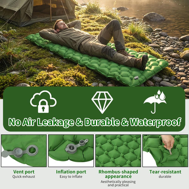 AUYAO Selbstaufblasend Camping Isomatte Schlafmatte, 190 x 60 CM | Ultraleichte Luftmatratze, Wasser
