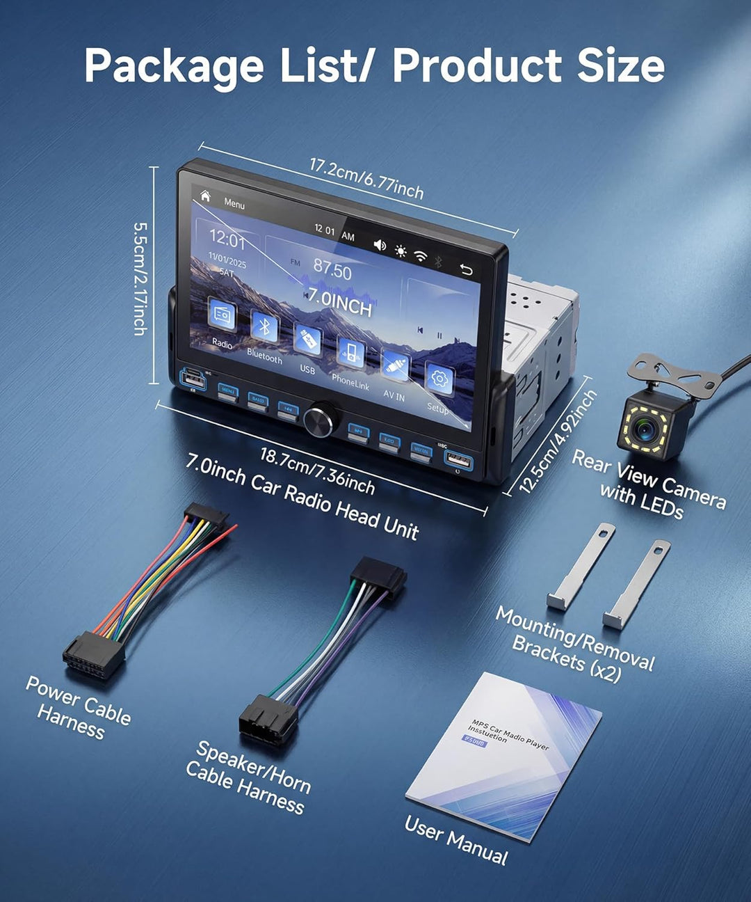 Rimoody Autoradio 1 Din mit Wireless Carplay Android Auto You-Tube IOS/Android Mirror Link Bluetooth