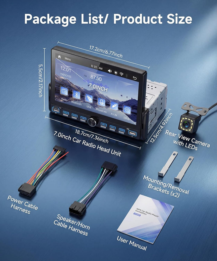 Rimoody Autoradio 1 Din mit Wireless Carplay Android Auto You-Tube IOS/Android Mirror Link Bluetooth