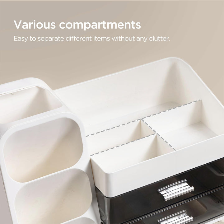 HBlife Makeup Kosmetik Organizer mit Schubladen, Pinsel Organizer, 3-in-1 Plastic Kosmetik Aufbewahr