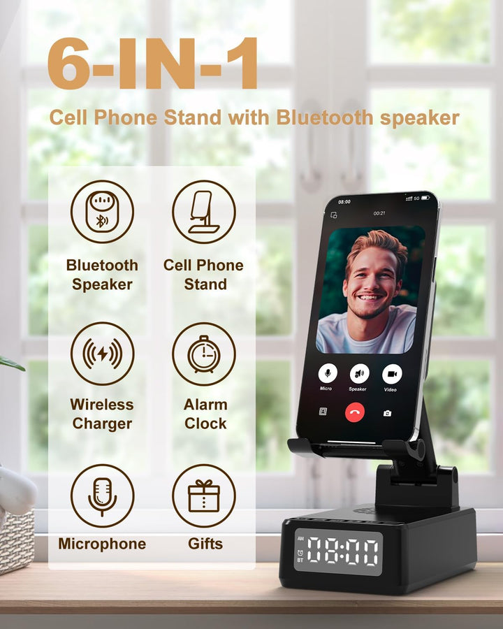 Geschenke für Männer, 6-in-1 Bluetooth-Lautsprecher, Faltbarer Handyhalterung, Wireless Charger Hand