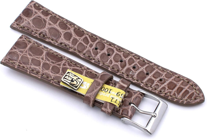 20mm XS Damenlänge Echt Alligator Vintage hangemacht in Deutschland Uhrenarmband Beige