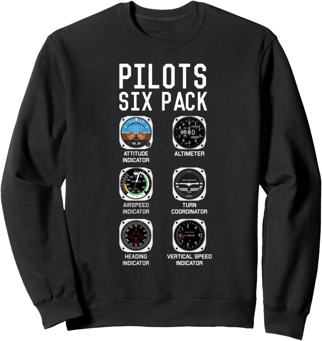 Fluginstrumente Six Pack Aviation Flugzeug Piloten Sweatshirt