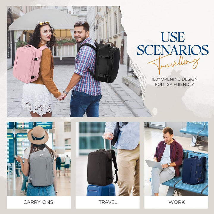 VMIKIV Rucksack Handgepäck 55x40x20 Rucksack für Ryanair,Reiserucksack Damen für Easyjet,18,4 Zoll L