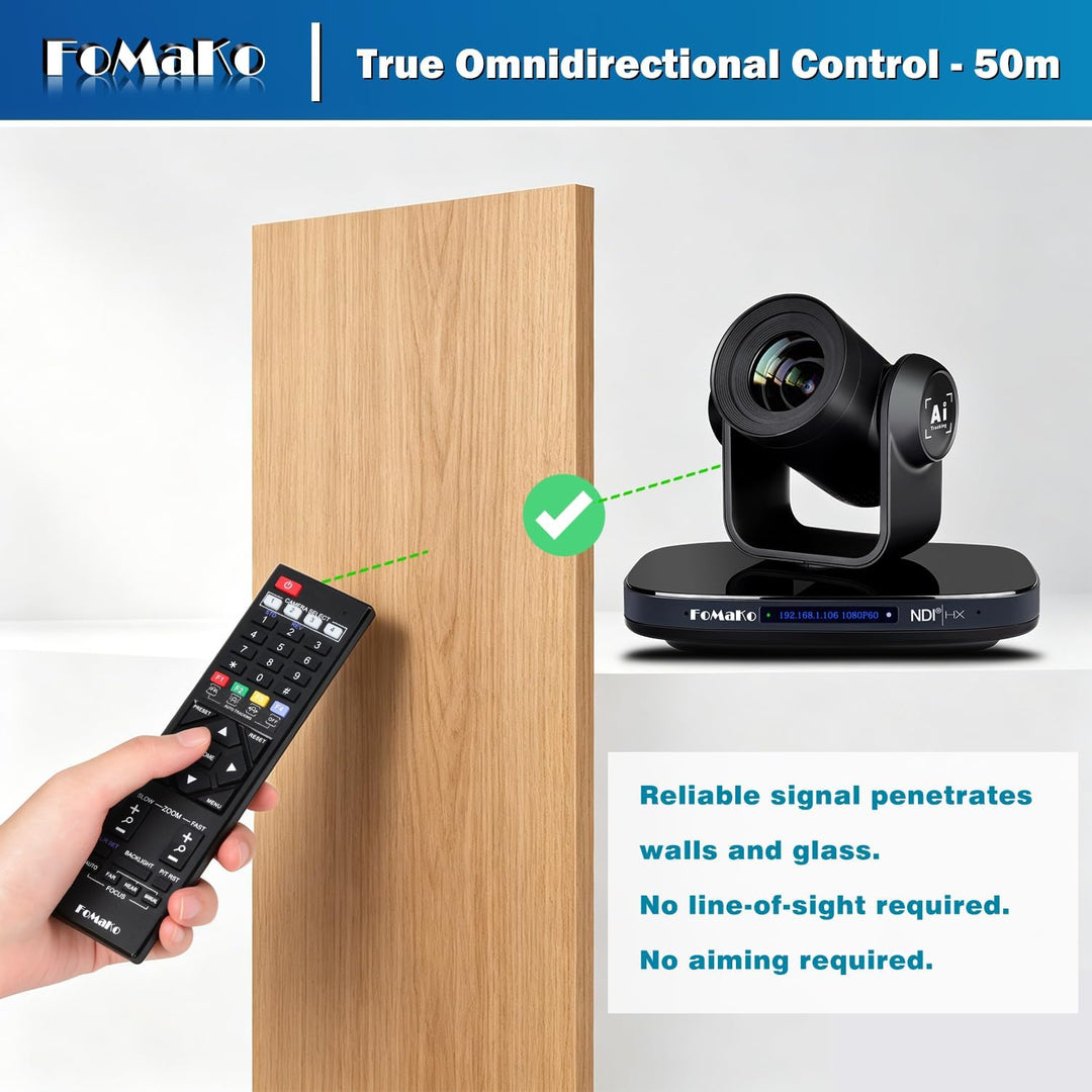 FoMaKo 12G-SDI 4K 60FPS NDI PTZ Kamera, 20X optischer Zoom, 4KP60 AI Auto-Tracking Gen 3, 1/1.8 UHD