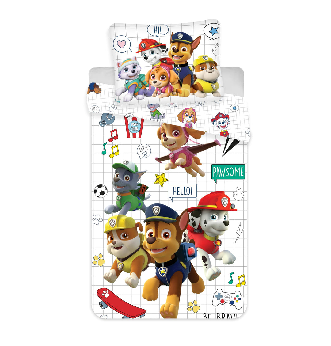 PAW Patrol Kinderbettwäsche 100x135cm & 40x60cm aus 100% Baumwolle - Bettwäsche Set für Kinder mit P