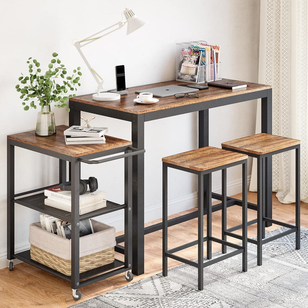 Mondeer Servierwagen, Küchenwagen auf 3 Ebenen und 4 Rollen, Handlauf Design Küchenregal für Küche u