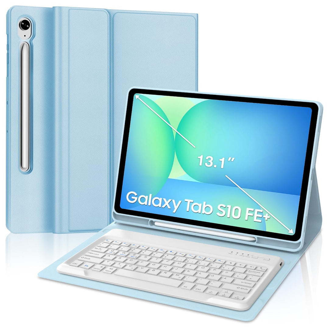 Für Galaxy Tab S10 FE+ Hülle mit Tastatur QWERTZ Deutsch – SchutzHülle für Samsung S10 FE Plus 13,1"