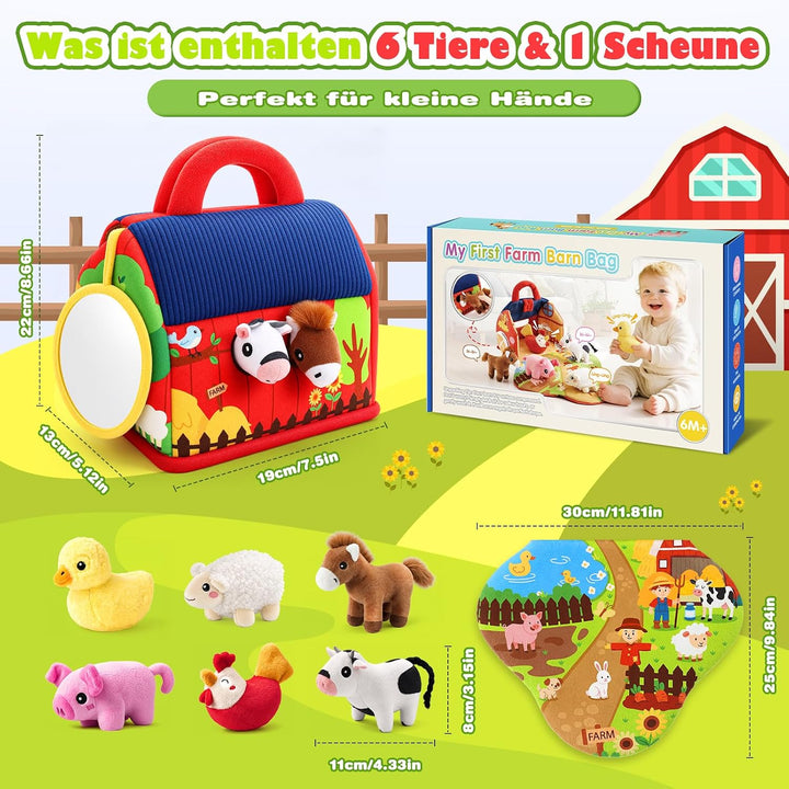 Baby Spielzeug ab 6 Monate, Montessori Spielzeug Baby ab 6 Monate Bauernhof Mit 6 Plüschtieren Senso