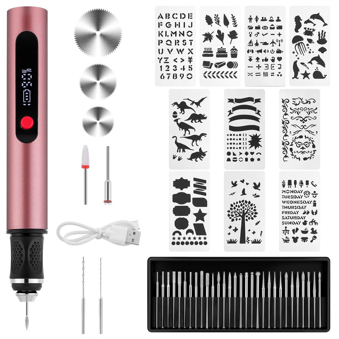 Flintronic Gravierstift, Kabelloser Elektrischer Gravierstift mit 30 Bits, Mini Gravierwerkzeug 3-Ga