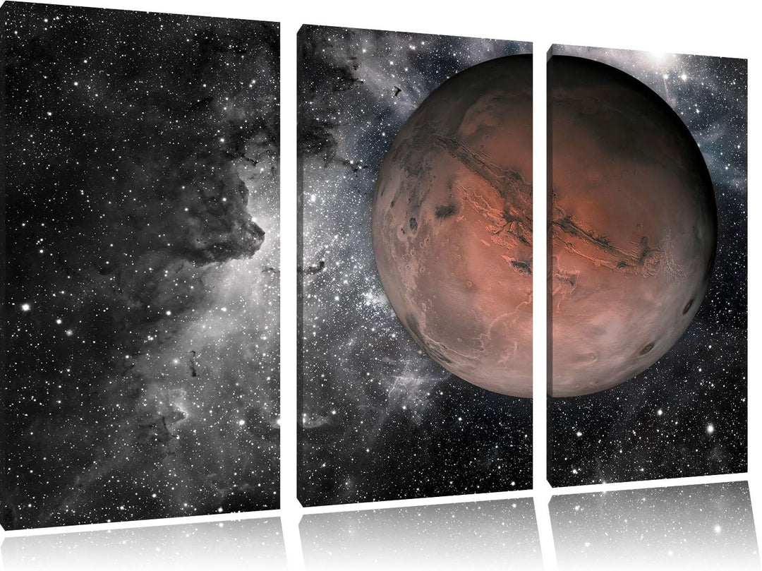 Pixxprint Mars im Weltall als Leinwandbild/Grösse: 3 Teilig (120x80 cm) cm/Wandbild/Kunstdruck/ferti