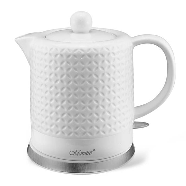 Maestro Keramik-Wasserkocher 1,2 l 1200 W | Weiss Verdeckter Heizstab Drehbarer Sockel Automatische