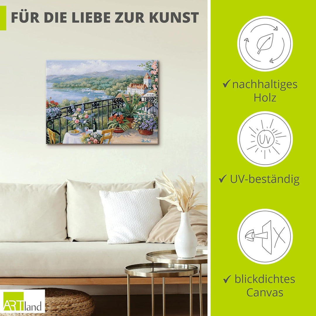 ARTland Leinwandbilder Wandbild Bild auf Leinwand 80 x 60 cm Landschaften Garten Malerei Grün Unverg