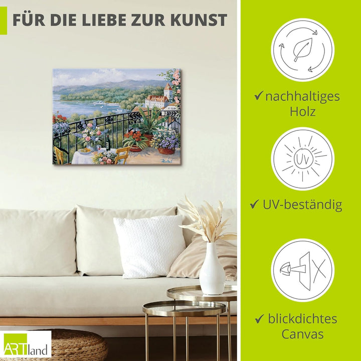 ARTland Leinwandbilder Wandbild Bild auf Leinwand 80 x 60 cm Landschaften Garten Malerei Grün Unverg