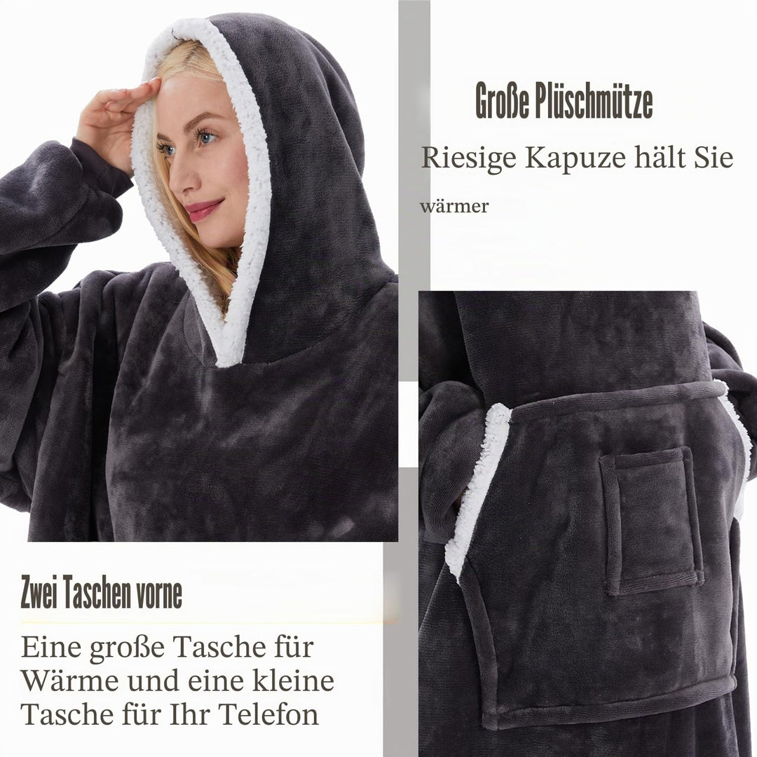 Übergrosses Hoodie Decken Damen, Warme Hoodie Sweatshirt, Einheitsgrösse Dick Kapuzenpullover für Da