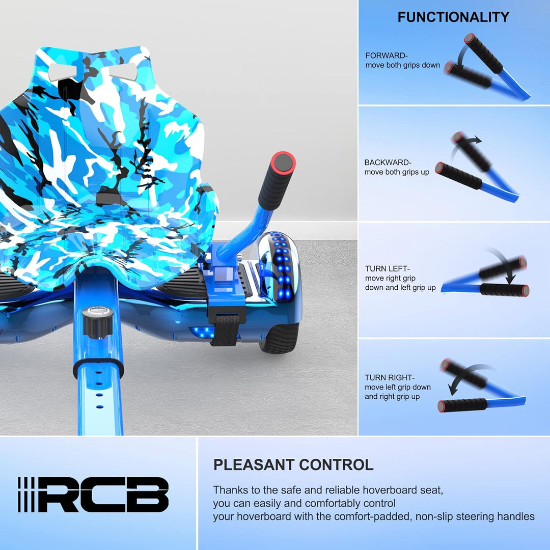 RCB Hoverboard Sitz, Go-Kart Zubehör für Hoverboards, Hoverboard mit Sitz passend für Aller 6.5"-10"