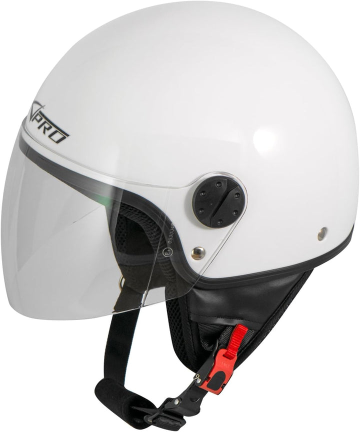 Motorradhelm Motorrad Roller Jet Helm Demi Mit Viser SonicMoto 55-56 cm ( S) Weiss, 55-56 cm ( S) We