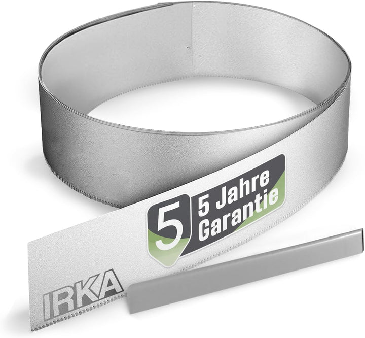 IRKA Rasenkantenband 15 cm x 15m x 1mm Flexible Beeteinfassung | Rasenkante Metall verzinkt 15cm mit