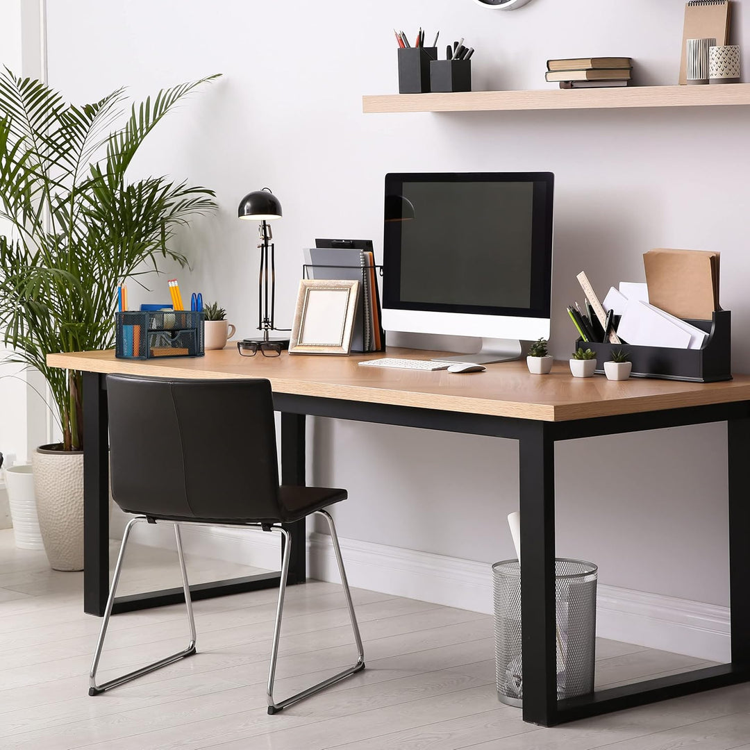 Relaxdays Schreibtisch Organizer, Büroorganisator mit Stiftehalter & Schublade, Metall, HBT: 10,5 x
