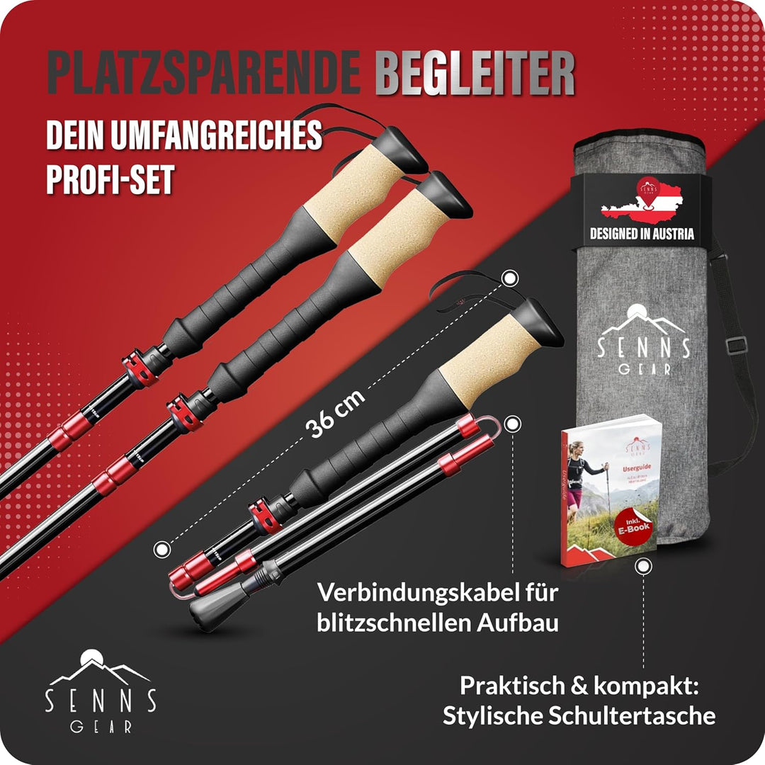 Wanderstöcke faltbar Aluminium inkl. Tasche | Extra stabile Nordic Walking Stöcke Damen & Herren mit