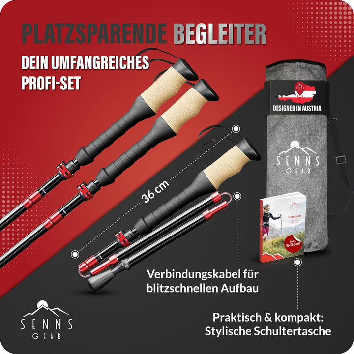 Wanderstöcke faltbar Aluminium inkl. Tasche | Extra stabile Nordic Walking Stöcke Damen & Herren mit