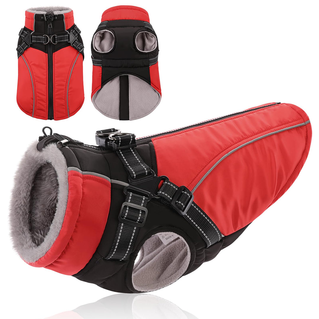 Hundemantel für Kleine Hunde Wintermantel Hund mit Geschirr Wasserdicht Hunde Jacke Reflektierende Ä