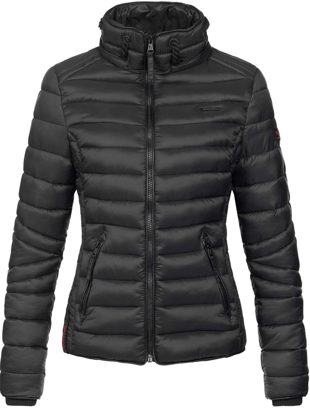 Navahoo Damen leichte Übergangsjacke Steppjacke mit Kapuze Lulana XS-XXL XL Schwarz, XL Schwarz
