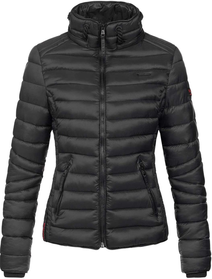 Navahoo Damen leichte Übergangsjacke Steppjacke mit Kapuze Lulana XS-XXL XL Schwarz, XL Schwarz