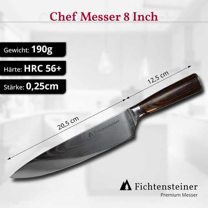 Professionelles Chef Messer - 8 inch - extrem scharf - ergonomisch - für höchste Ansprüche