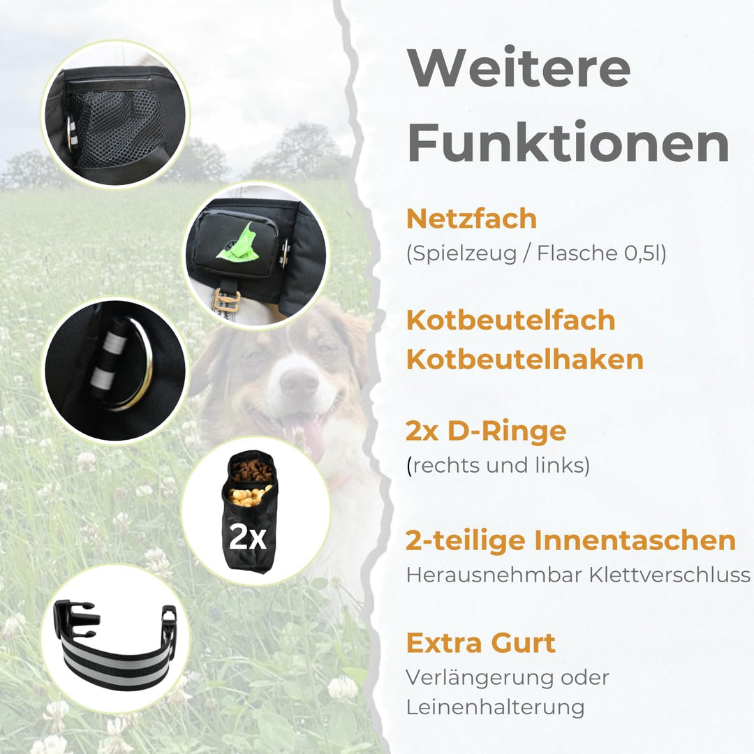Leckerlitasche für Hunde - wasserdichte Hunde Leckerlitasche & Bauchtasche Hundetraining, Gassi Tasc