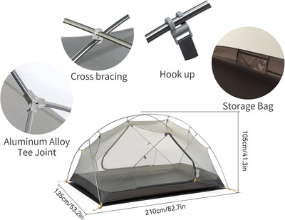 Naturehike Mongar 2 Zelt Campingzelt Ultraleichte Zelt 2 Personen Camping Zelt Rucksackzelte 3-Jahre