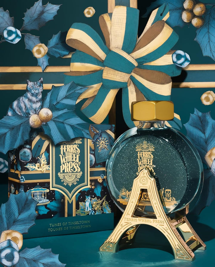 Ferris Wheel Press Fountain Pen Ink, Everyday Ink Collection,Deep teal with dual metallic (silver an