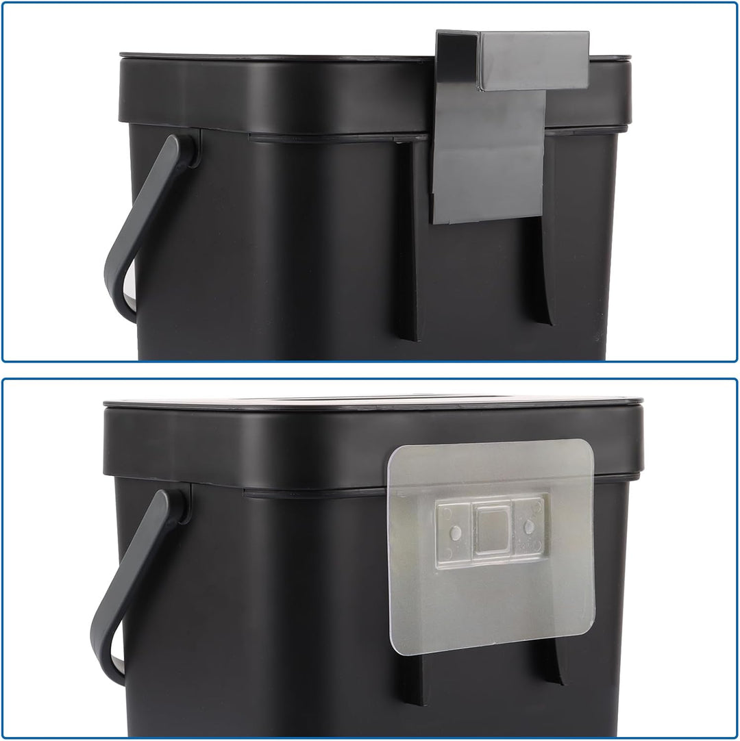 Küche Bioabfallbehälter, 2 Stück Set (3L + 5L), Kunststoff Küche Kompostbehälter mit Deckel hängen,