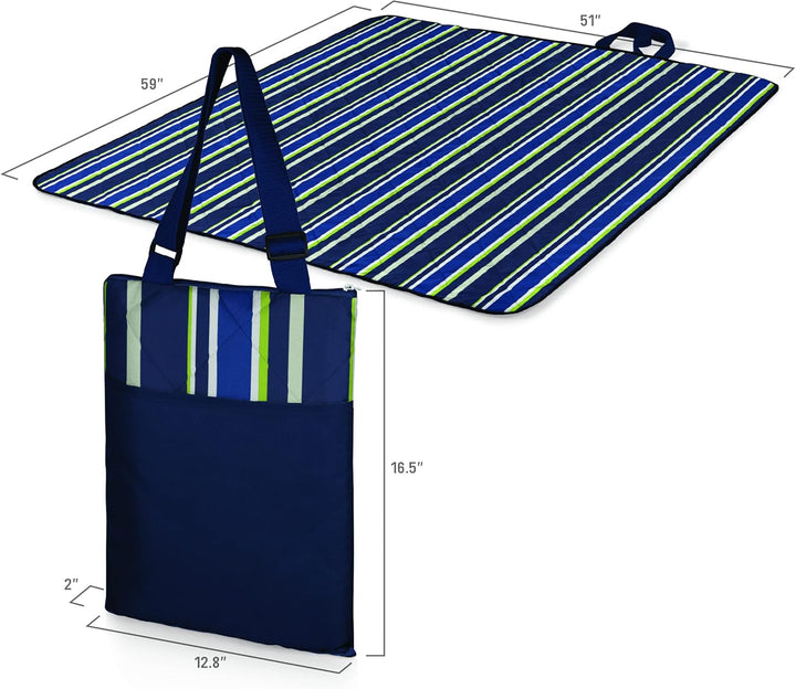 PICNIC TIME ONIVA - a Brand Picknick Zeit Vista Outdoor Decke, Navy/Lime Stripes, 16 x 11 x 3, Navy/