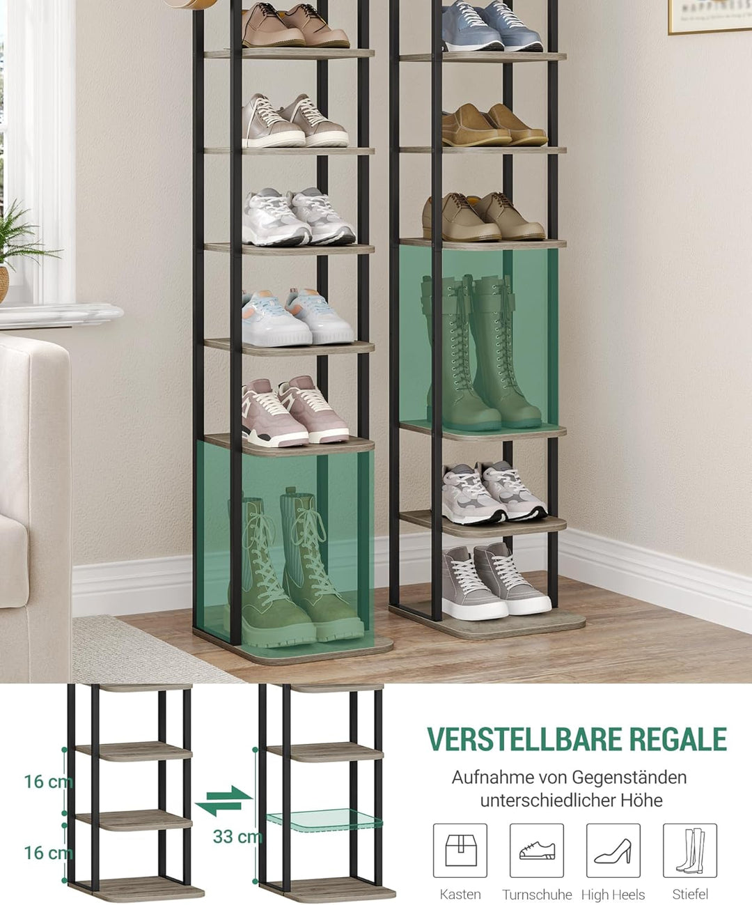Hzuaneri Vertikales Schuhregal, 10-Stöckige Schuhregale, Schuhturm für Kleine Räume, Freistehend, Ve