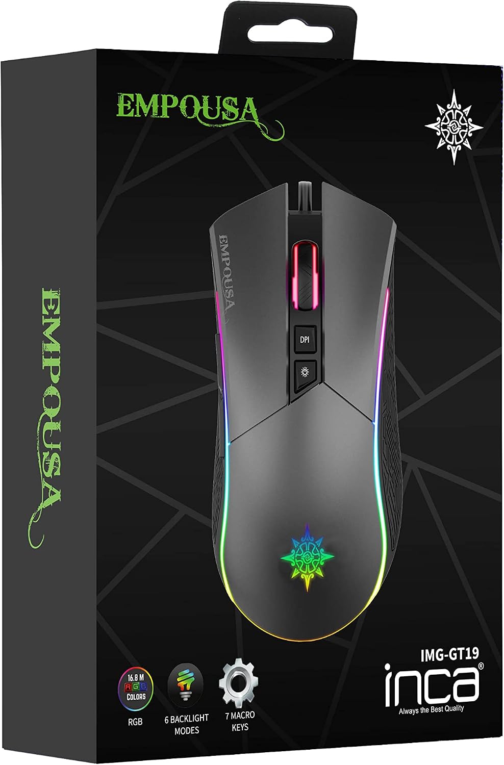 Inca IMG-GT19 PRO Optisch Gaming Maus 4800 DPI RGB-Logo-Effekt