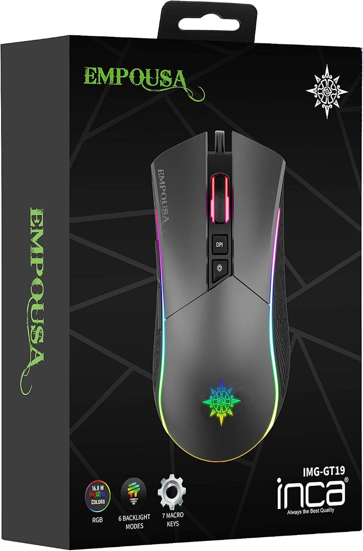 Inca IMG-GT19 PRO Optisch Gaming Maus 4800 DPI RGB-Logo-Effekt